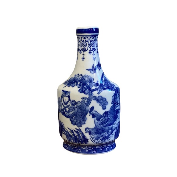 Formalities by Baum Bros Vintage Chinese Blue and White Flowered Porcelain Vase